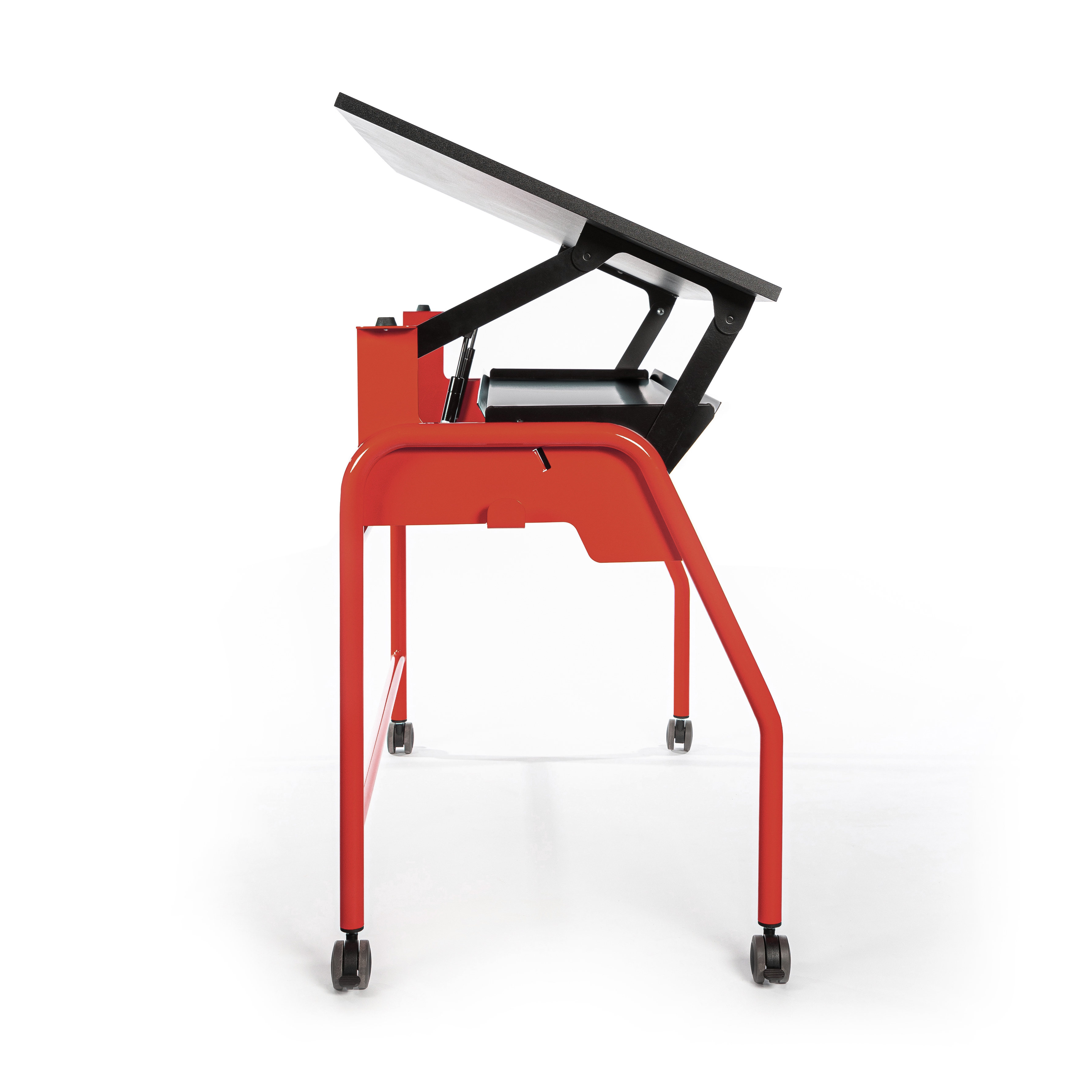 Table-tableau BIPLAN avec tablette plateau stratifié blanc - 125 x 60 x 62,5 cm - piétement métallique 4 pieds -