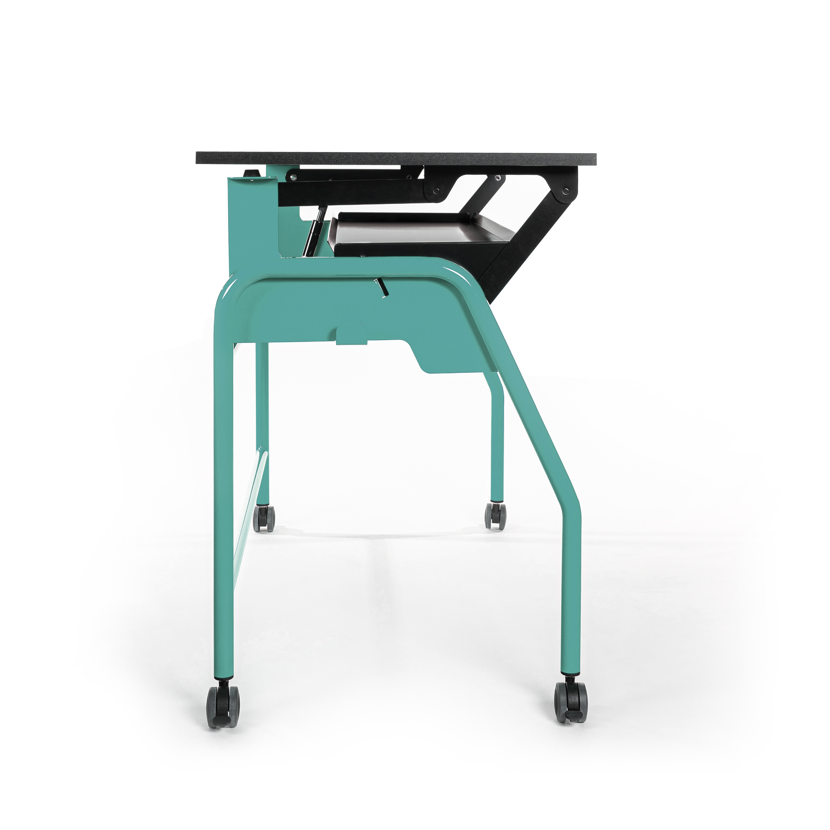 Table-tableau BIPLAN avec tablette plateau stratifié blanc - 125 x 60 x 62,5 cm - piétement métallique 4 pieds -