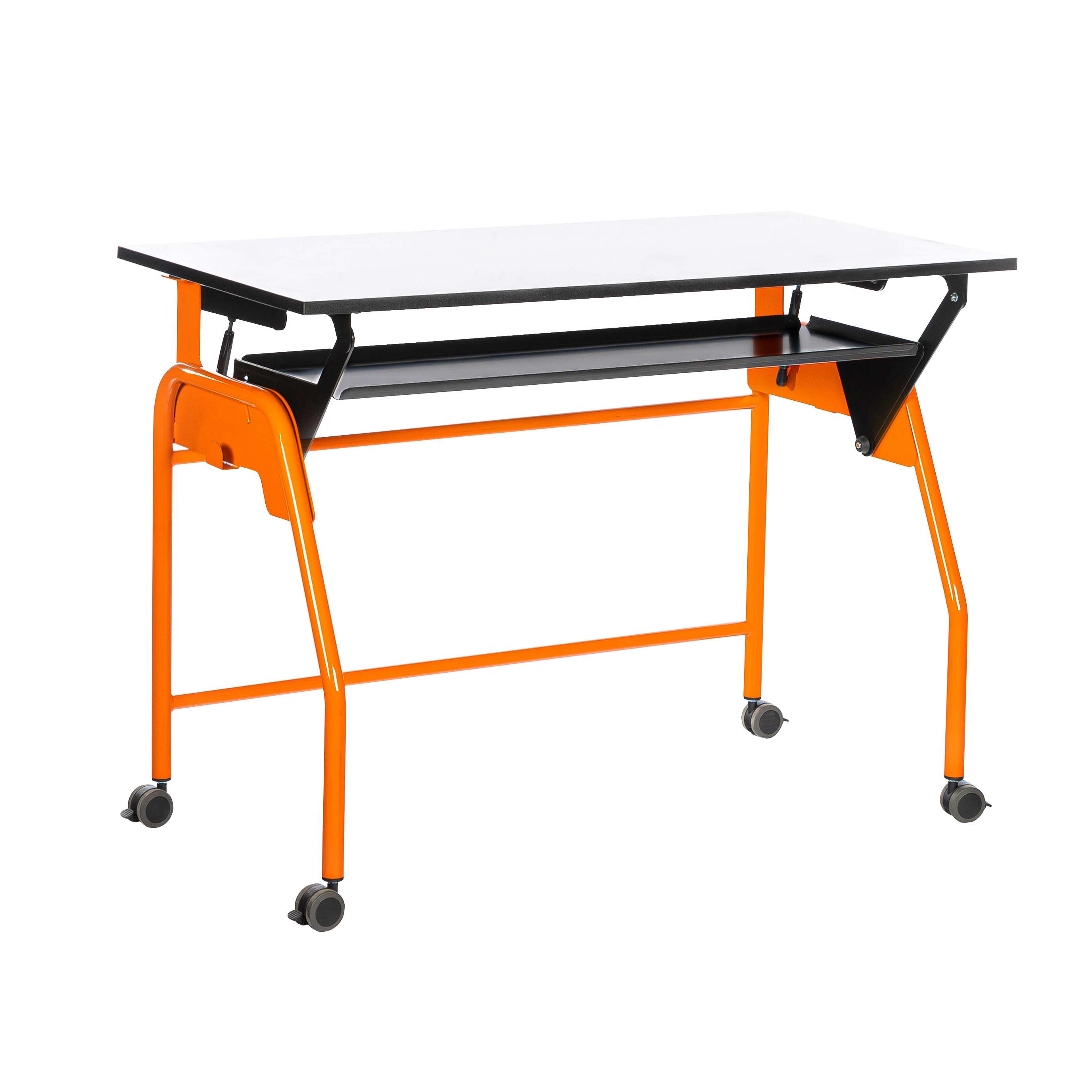 Table-tableau BIPLAN avec tablette plateau stratifié blanc - 125 x 60 x 62,5 cm - piétement métallique 4 pieds -