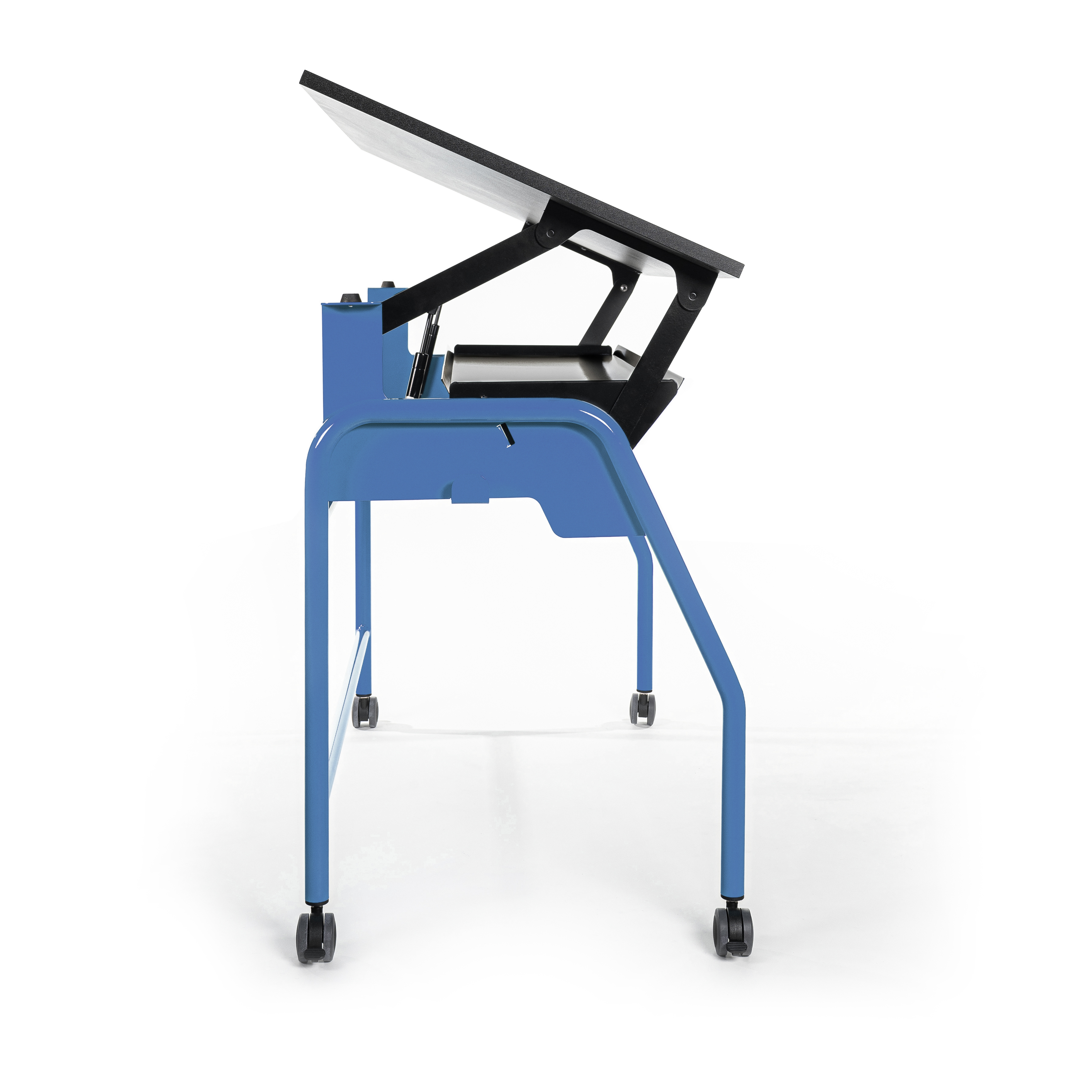 Table-tableau BIPLAN avec tablette plateau stratifié blanc - 125 x 60 x 62,5 cm - piétement métallique 4 pieds -