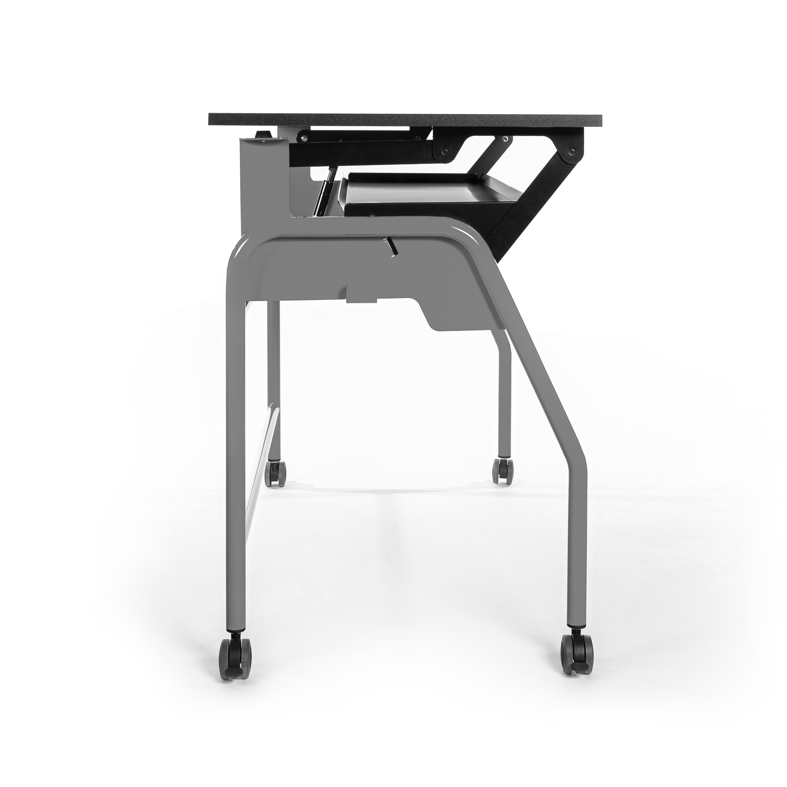 Table-tableau BIPLAN avec tablette plateau stratifié blanc - 125 x 60 x 62,5 cm - piétement métallique 4 pieds -