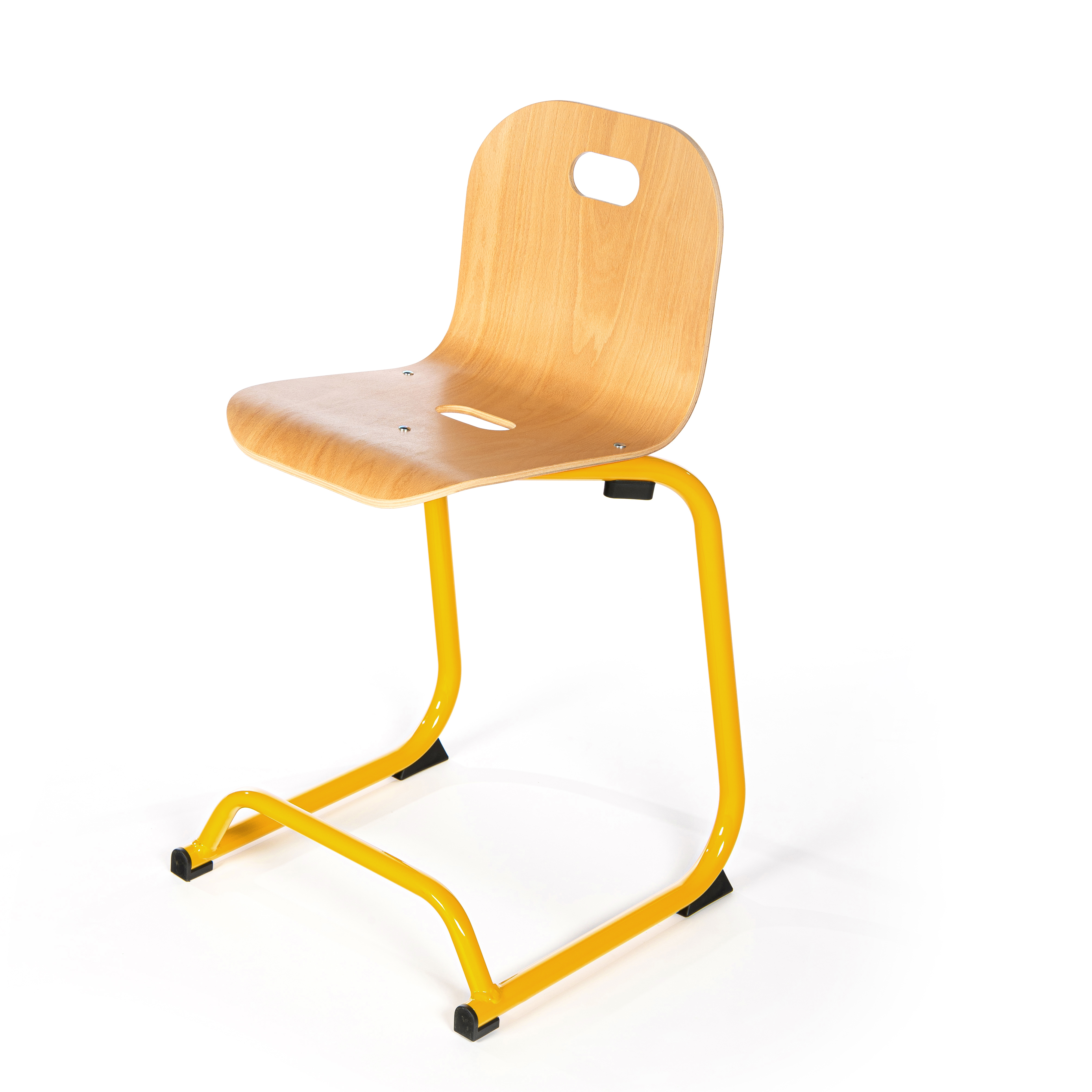 Chaise BIPLAN haute en appui sur table coque bois hêtre - 47 x 94 x 54 cm - piètement métallique avec repose pieds