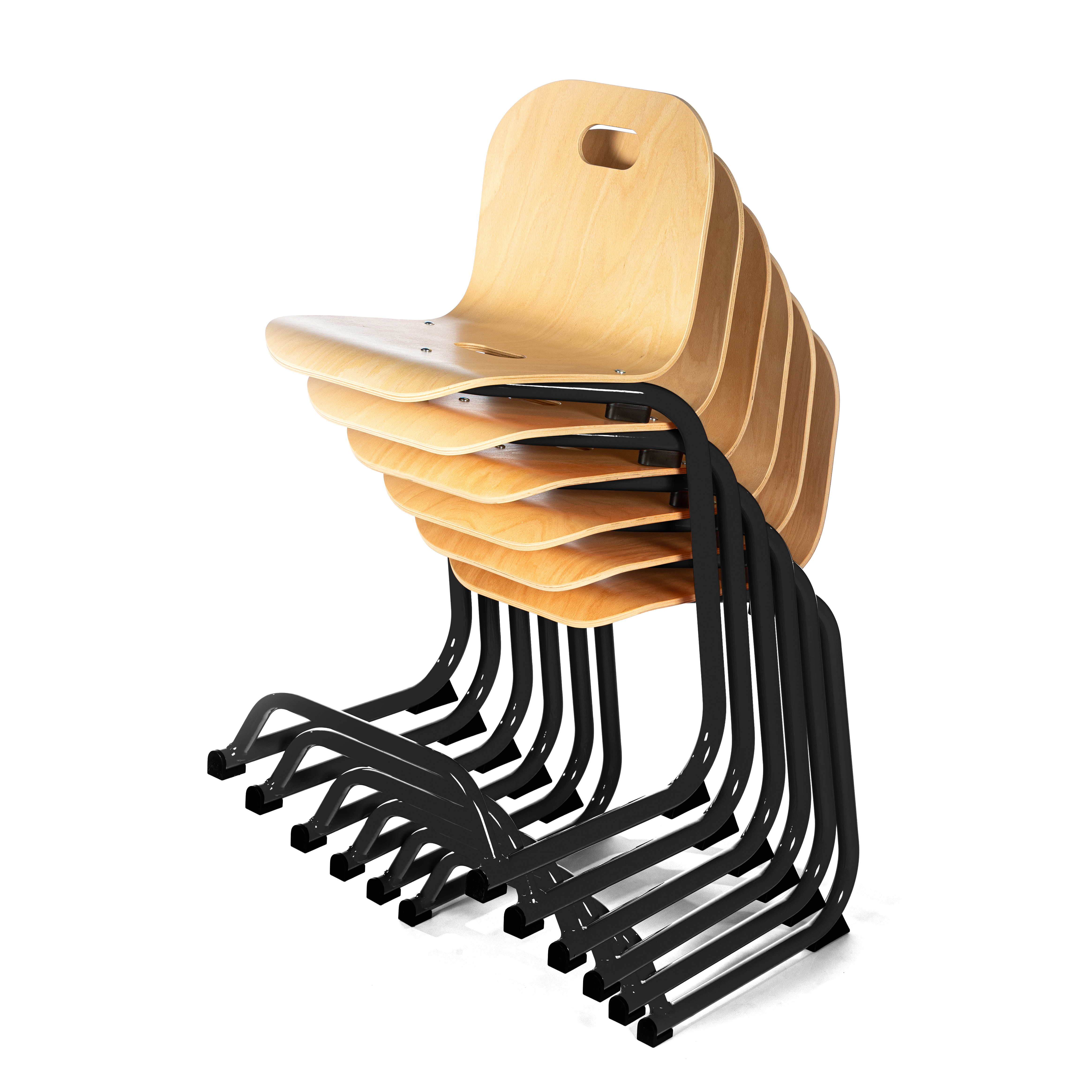 Chaise BIPLAN haute en appui sur table coque bois hêtre - 47 x 94 x 54 cm - piètement métallique avec repose pieds