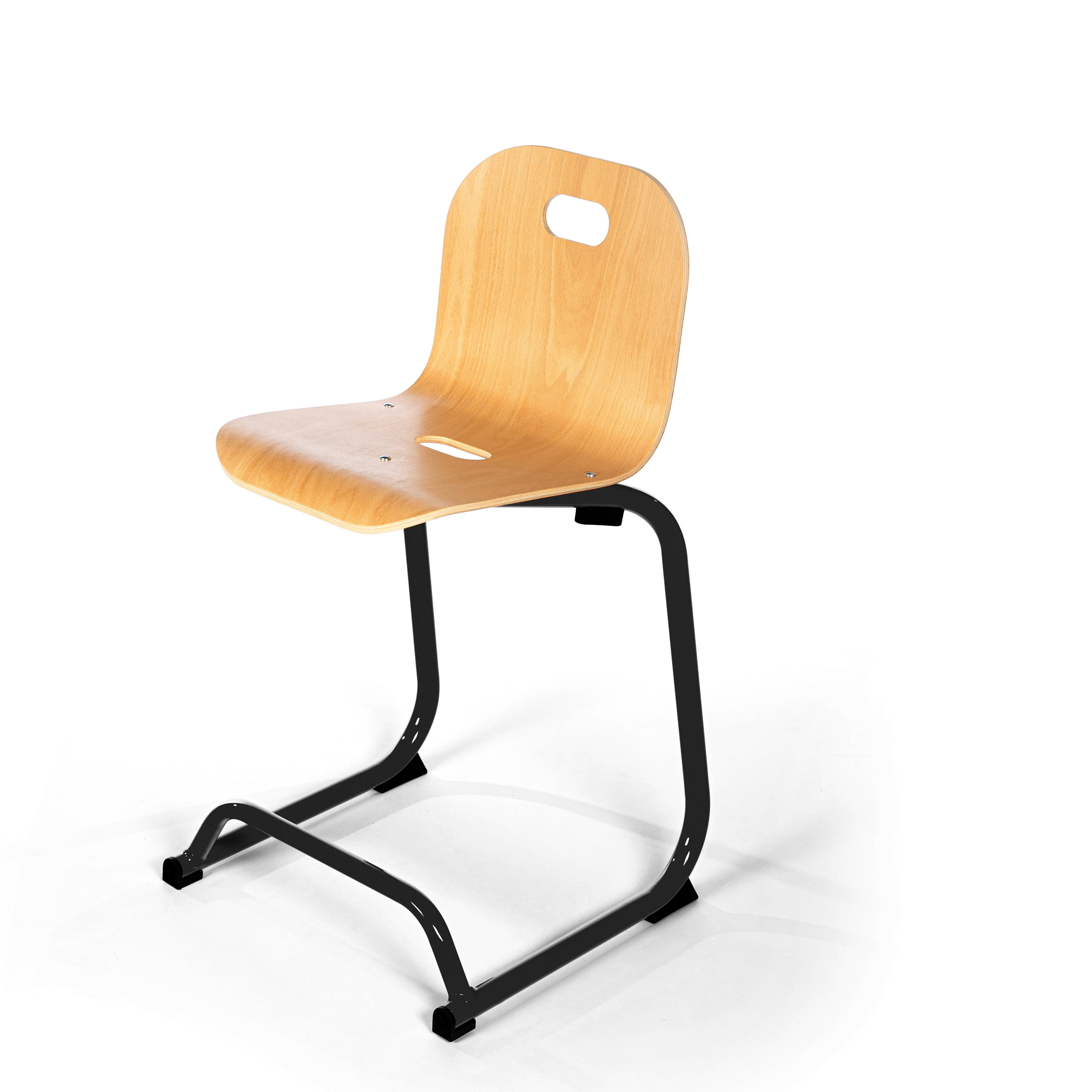 Chaise BIPLAN haute en appui sur table coque bois hêtre - 47 x 94 x 54 cm - piètement métallique avec repose pieds