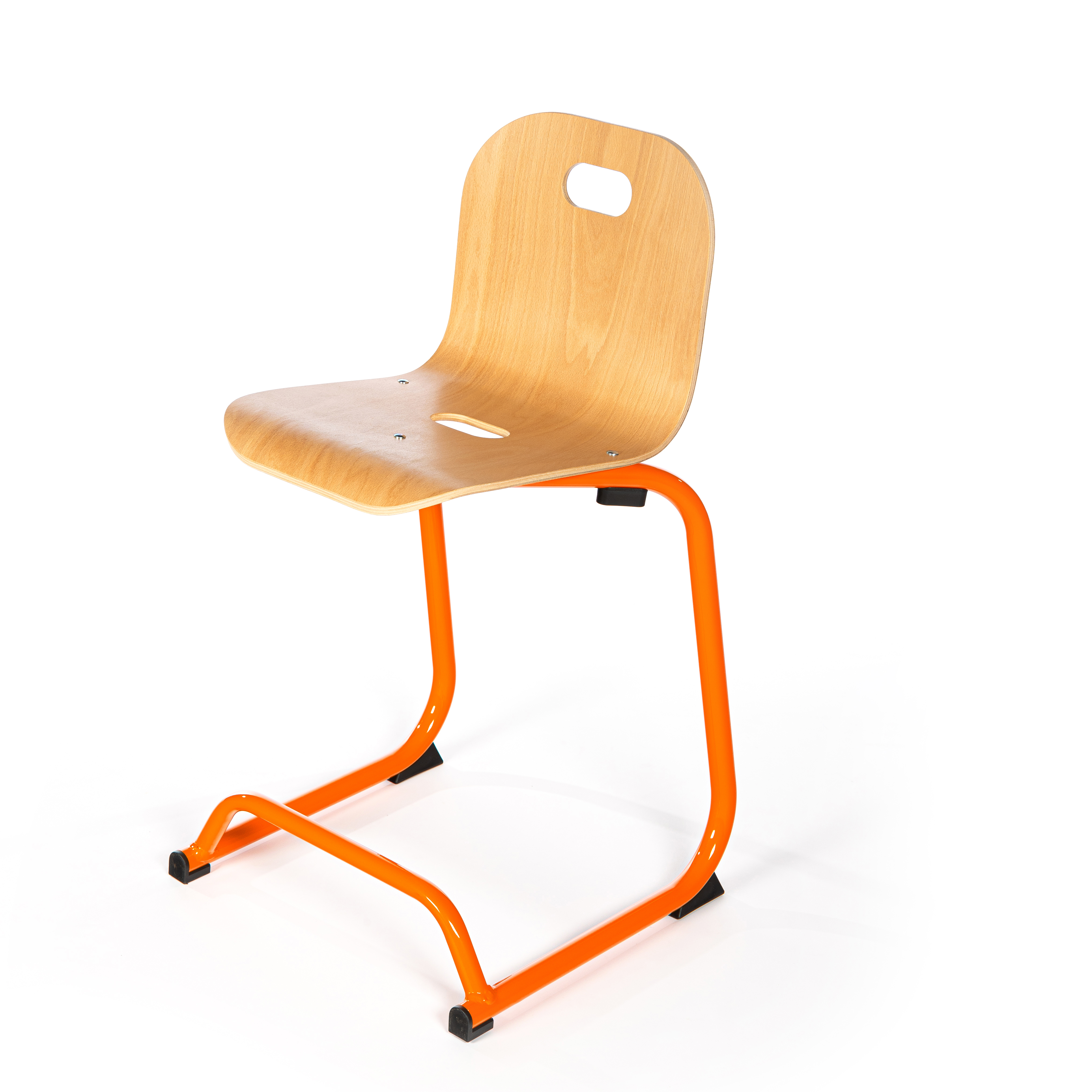 Chaise BIPLAN haute en appui sur table coque bois hêtre - 47 x 94 x 54 cm - piètement métallique avec repose pieds