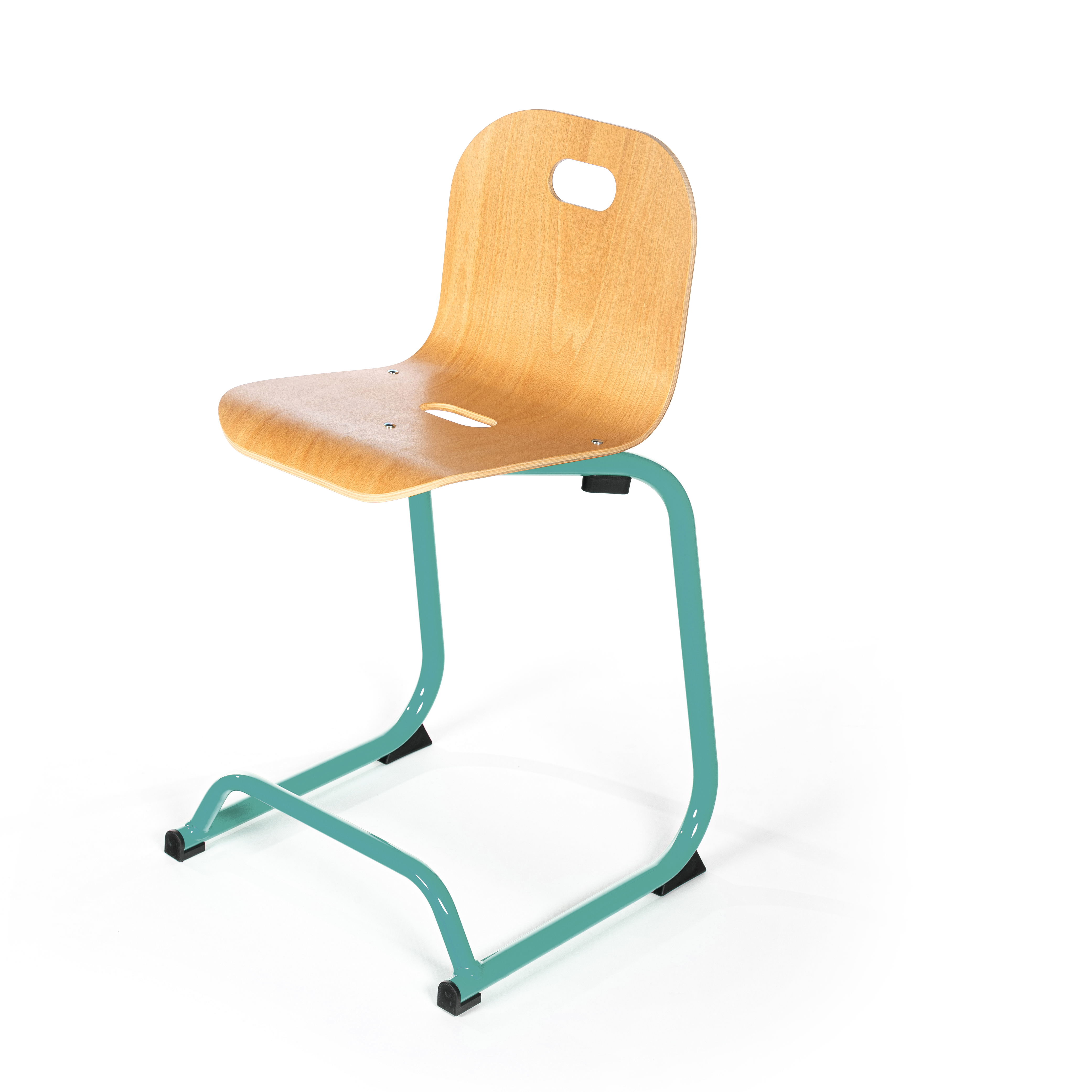 Chaise BIPLAN haute en appui sur table coque bois hêtre - 47 x 94 x 54 cm - piètement métallique avec repose pieds