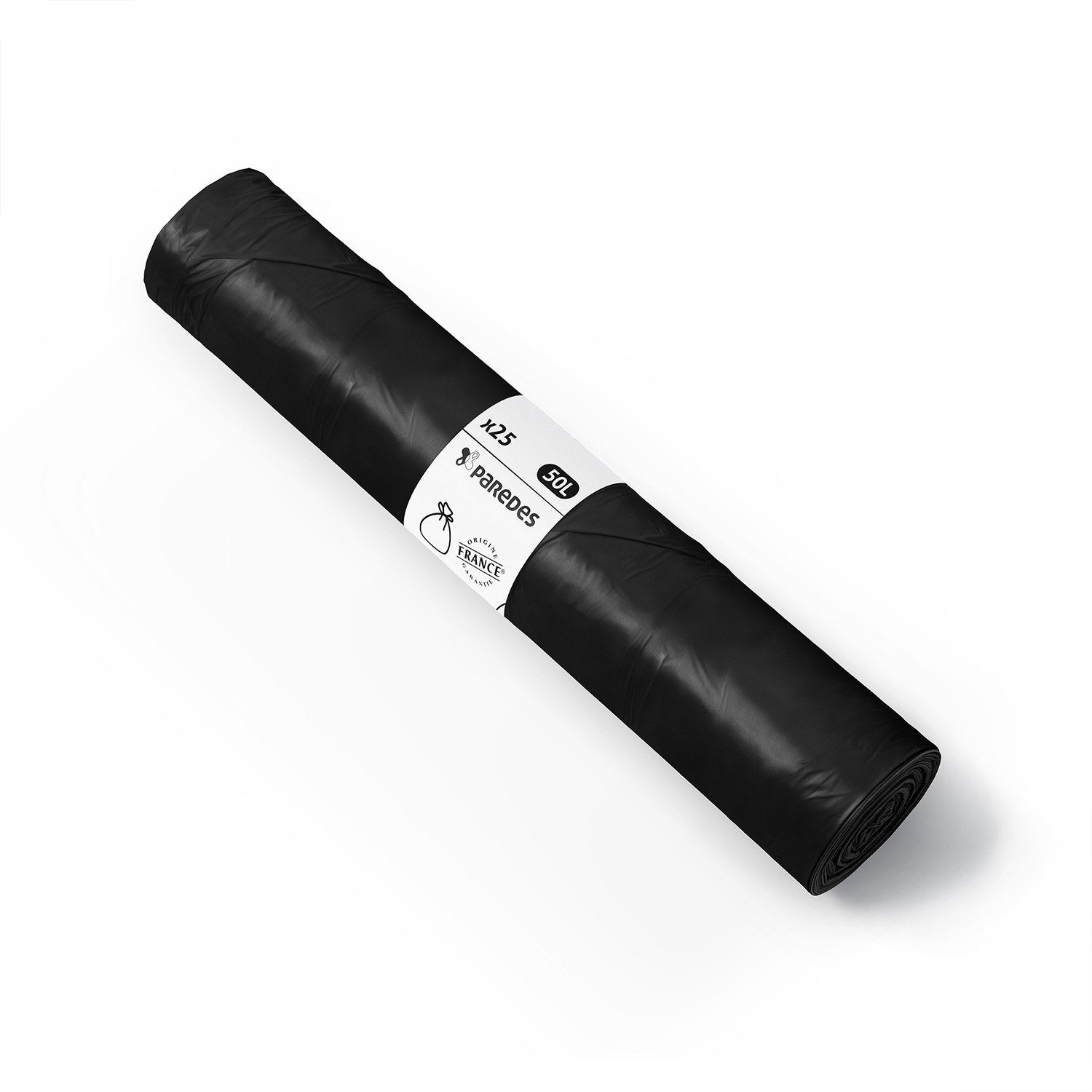 Sac à déchets courants - lien fixe - 50 l - ép. 30 µm - noir - 20 cartons de 250 - PAREDES