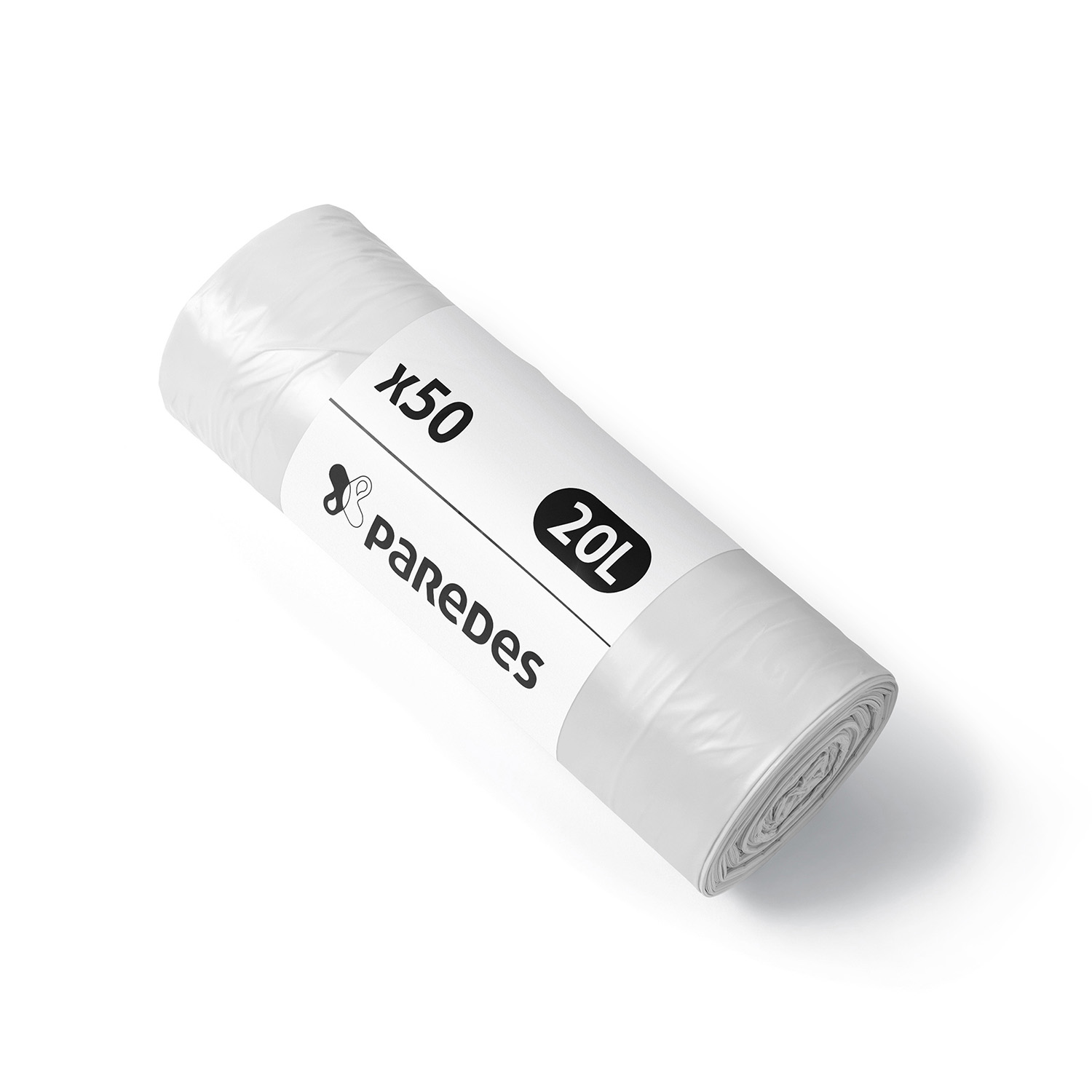 Sac à déchets légers  - lien fixe -  20 l - ép. 10 µm - blanc - 20 cartons de 1000 - PAREDES