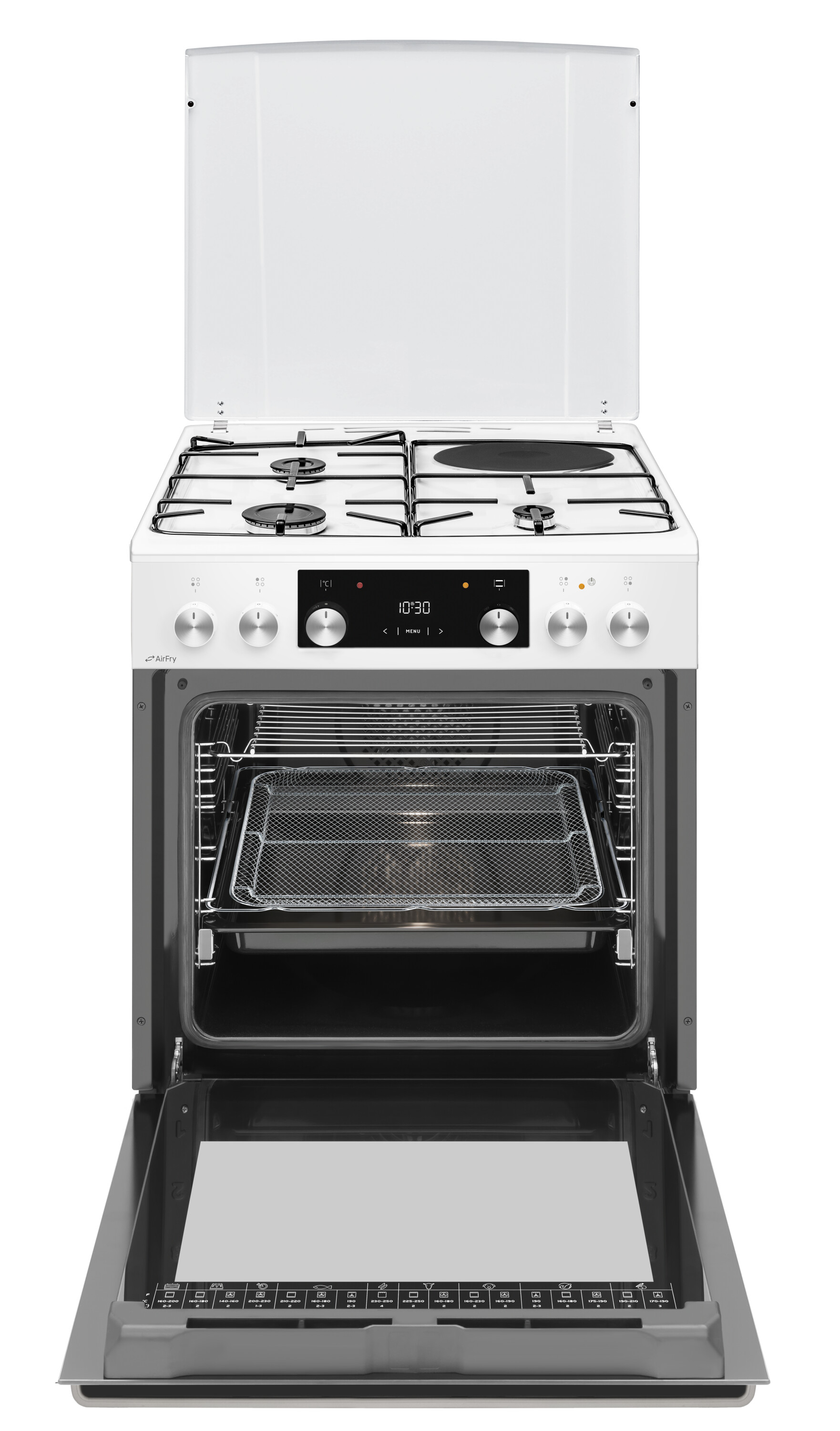 Cuisinière électrique 4 feux avec couvercle et four convection naturelle Amica ACM7035rb