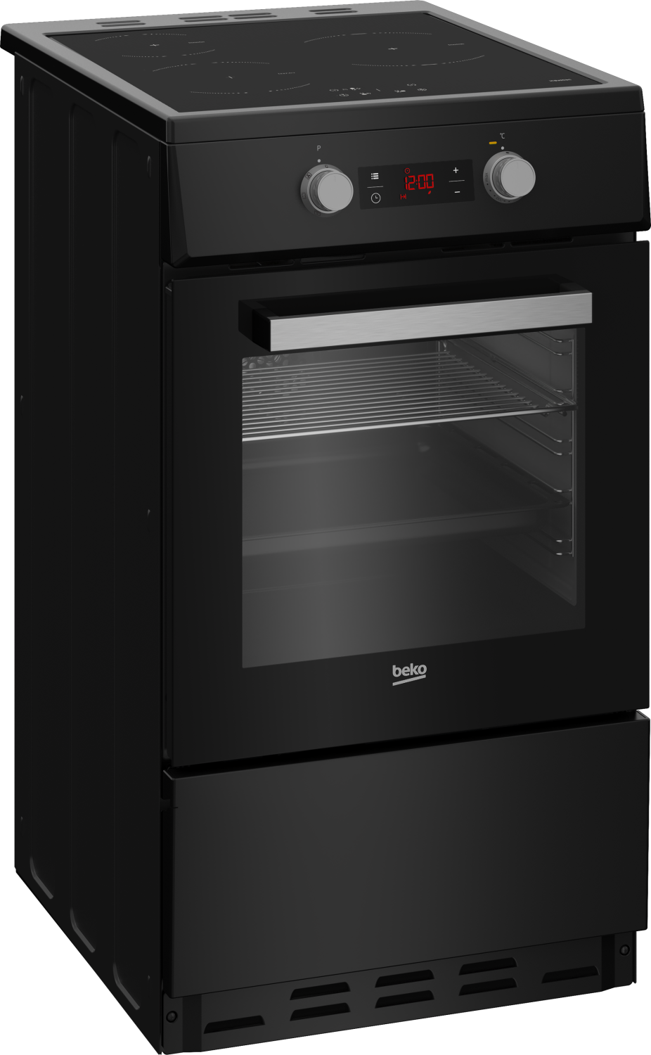 Cuisinière induction petite largeur 3 foyers et four chaleur tournante Beko FSE58301BC