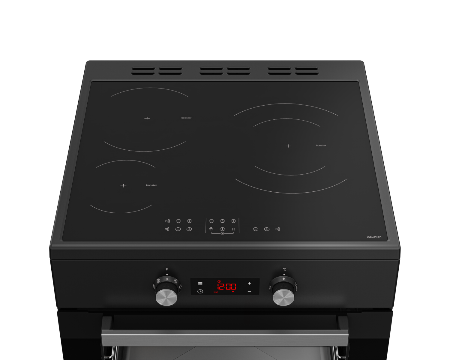 Cuisinière induction 3 foyers et four chaleur tournante - Beko FSE68304MAPS - classe A + - pyrolise