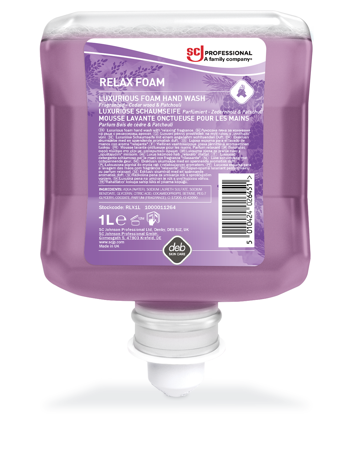 Mousse lavante mains corps Refresh Relax Foam - 6 cartouches de 1 l