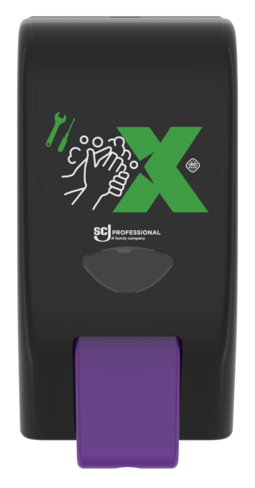 Distributeur de savon par bouton poussoir 3,25 l - ABS blanc bouton violet - Deb Stoko Cleanse Heavy Gritty Foam