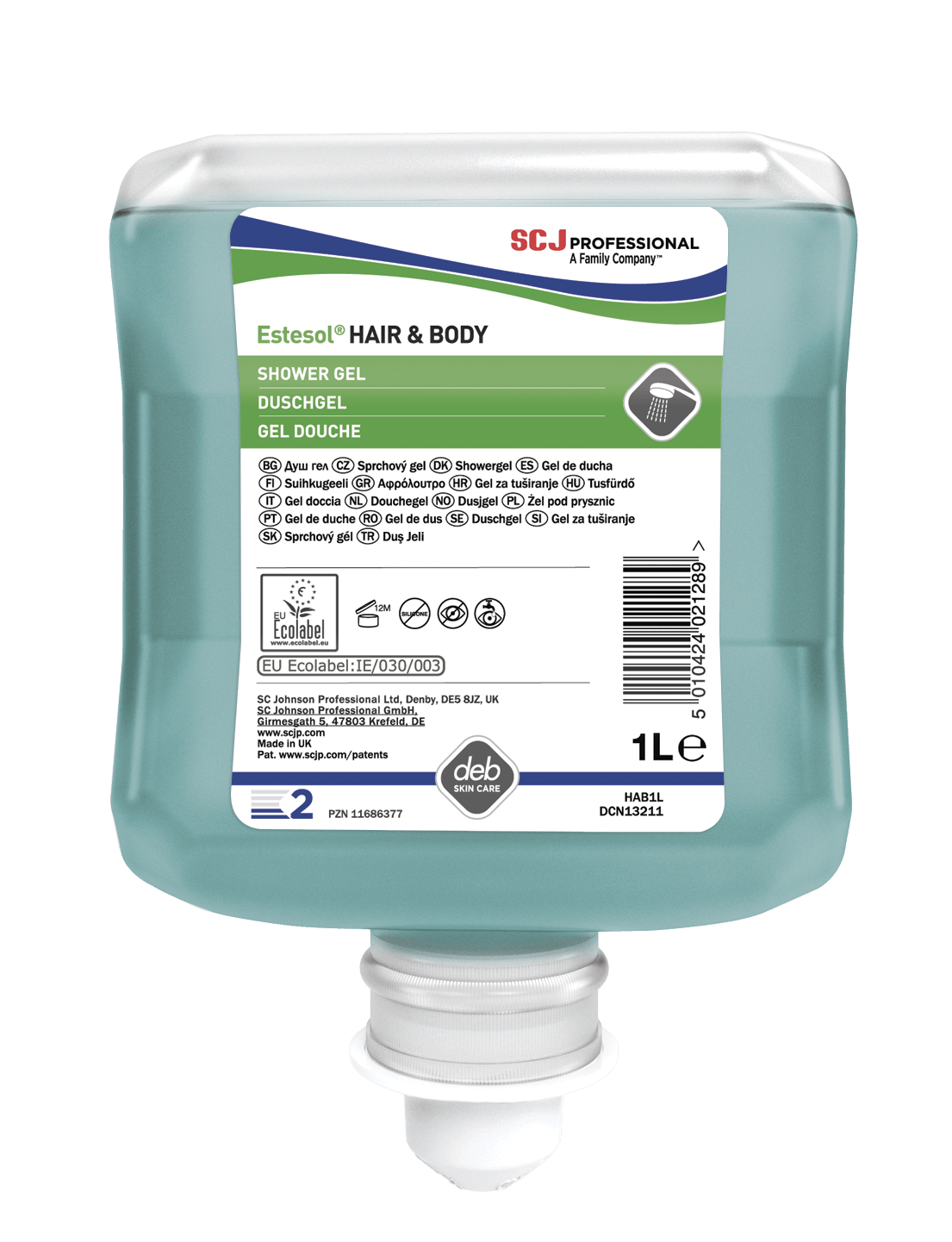 Gel douche mains corps cheveux Estesol carton 6 x 1 l