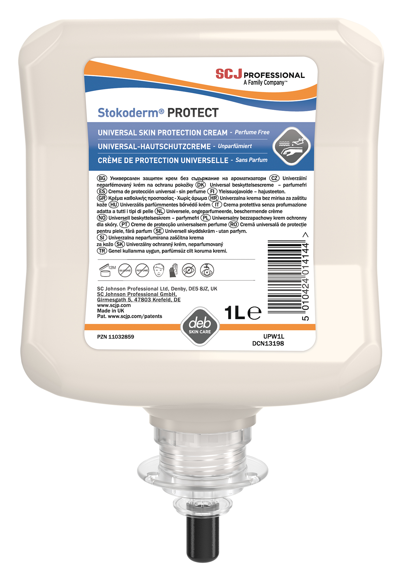 Creme de protection mains Stokoderm Protect PURE - carton de 6 x 1L