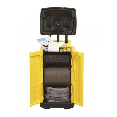 Chariot haute visibilité anti-déversement Pig universel 61x60x97cm 75,7l/kit