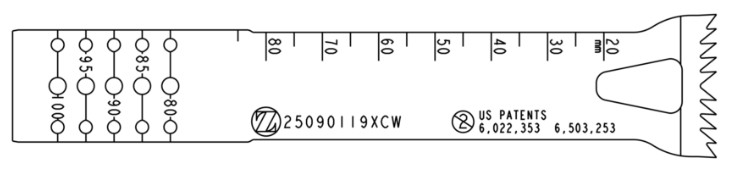 Lame sagittale 1,19 x 90 x 21/25 mm type Coarse - stérile - longueur utile ajustable 80 - 100 mm