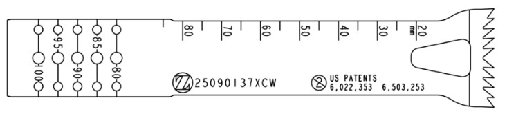 Lame sagittale 1,37 x 90 x 21/25 mm type Coarse - stérile - longueur utile ajustable 80 - 100 mm