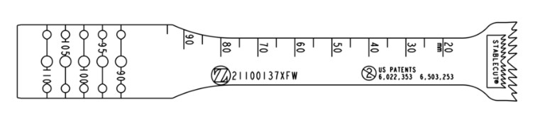 Lame sagittale 1,37 x 100 x 13/21 mm type Flat - stérile - longueur utile ajustable 90 - 110 mm