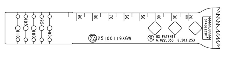 Lame sagittale 1,19 x 100 x 21/25 mm type GTS - stérile - longueur utile ajustable 90 - 110 mm