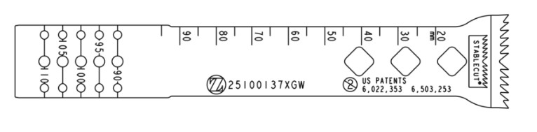 Lame sagittale 1,37 x 100 x 21/25 mm type GTS - stérile - longueur utile ajustable 90 - 110 mm