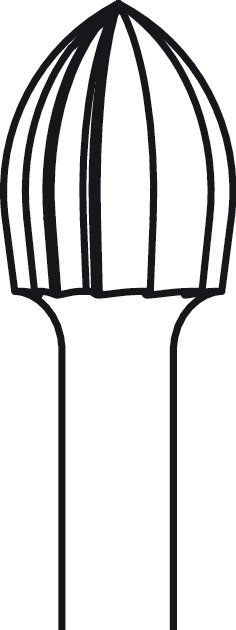 Fraise flamme type Midas ELAN 4 pour pièce à main 2 anneaux - Ø 6,0 mm