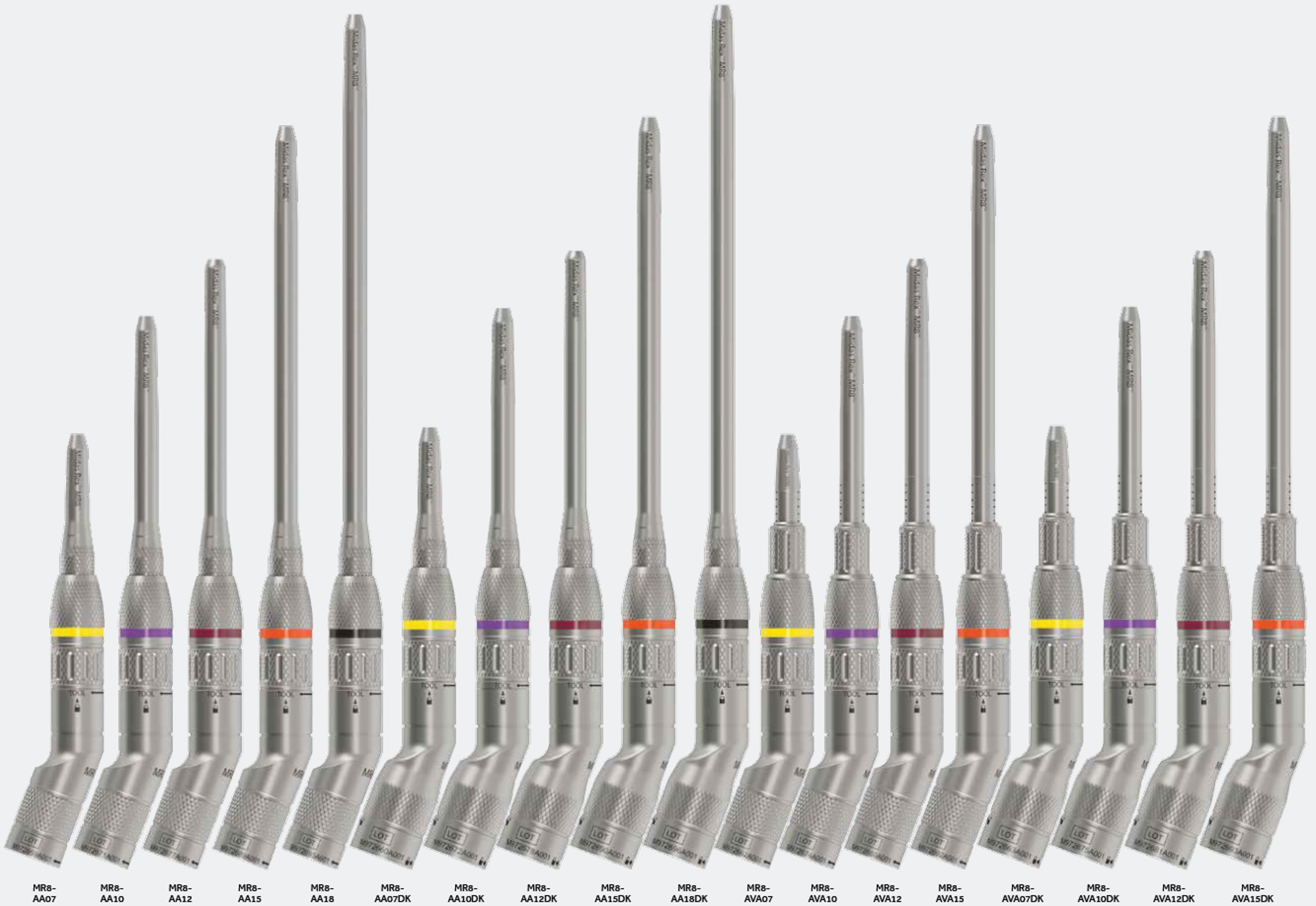 Pièce à main angulée - l. 12 cm - à exposition variable Ø 2,4 mm