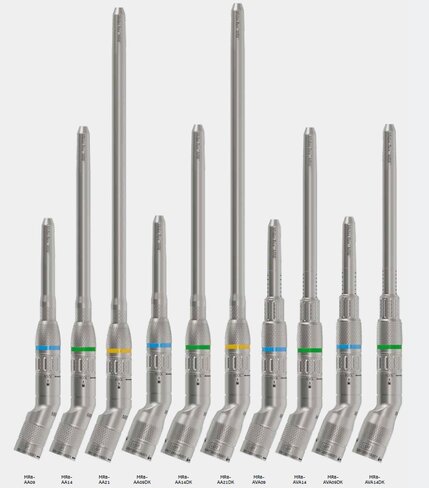 Pièce à main angulée - l. 14 cm - exposition variable - double verrouillage - Ø 3,2 mm