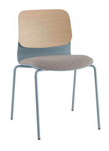 Chaise 4 pieds époxy Klik - assise tissu - dossier chêne