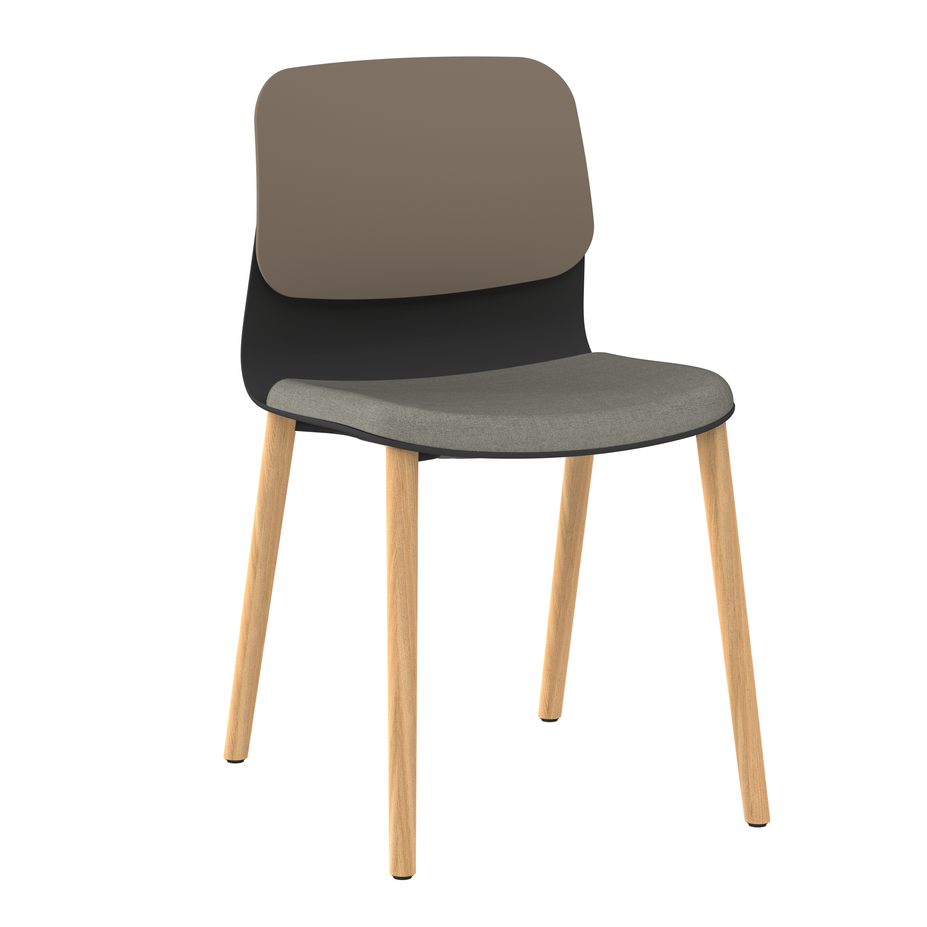 Chaise 4 pieds bois Klik - assise tissu - dossier polypropylène