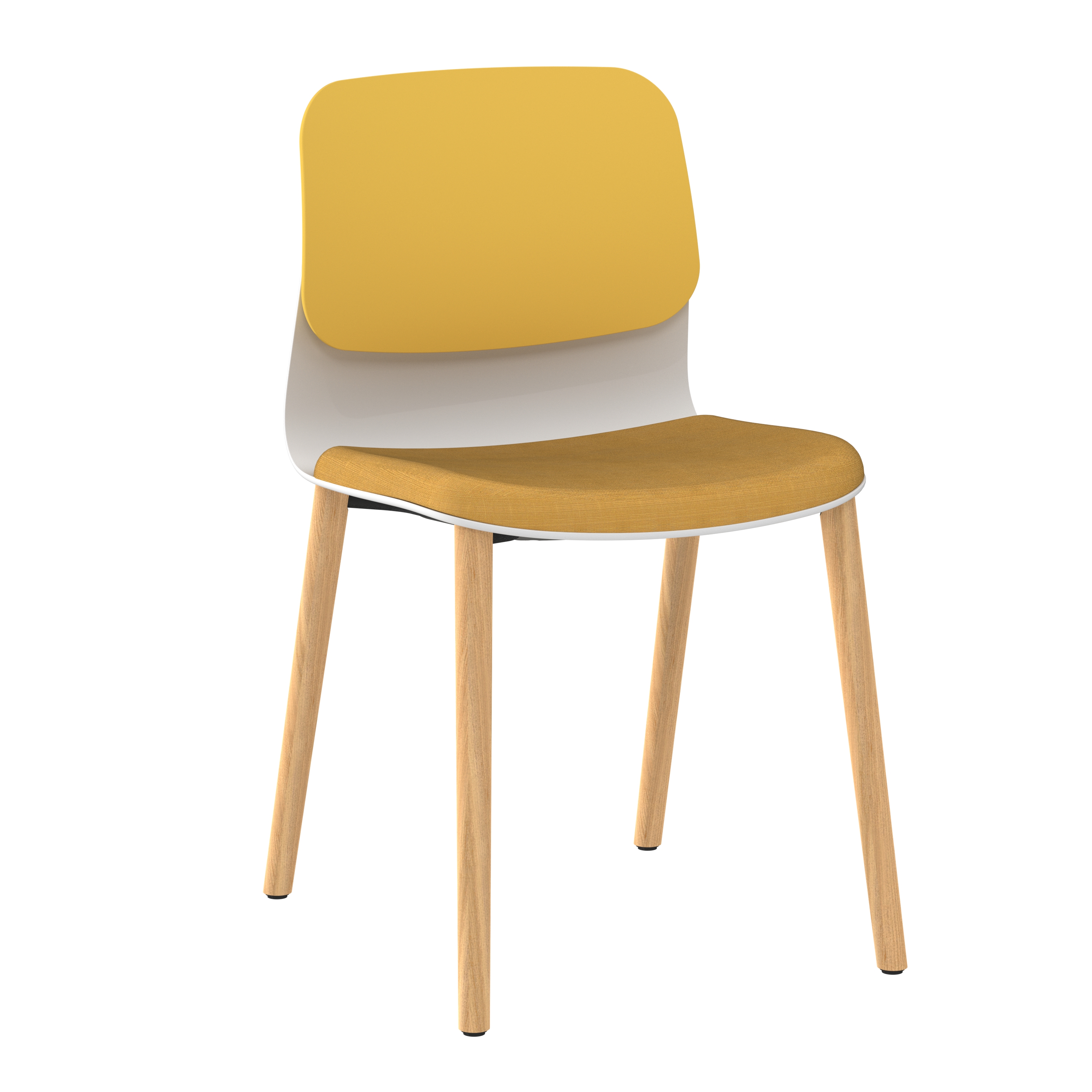 Chaise 4 pieds bois Klik - assise textile enduit - dossier polypropylène