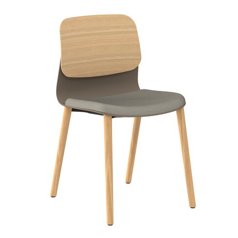 Chaise 4 pieds bois Klik - assise tissu - dossier chêne