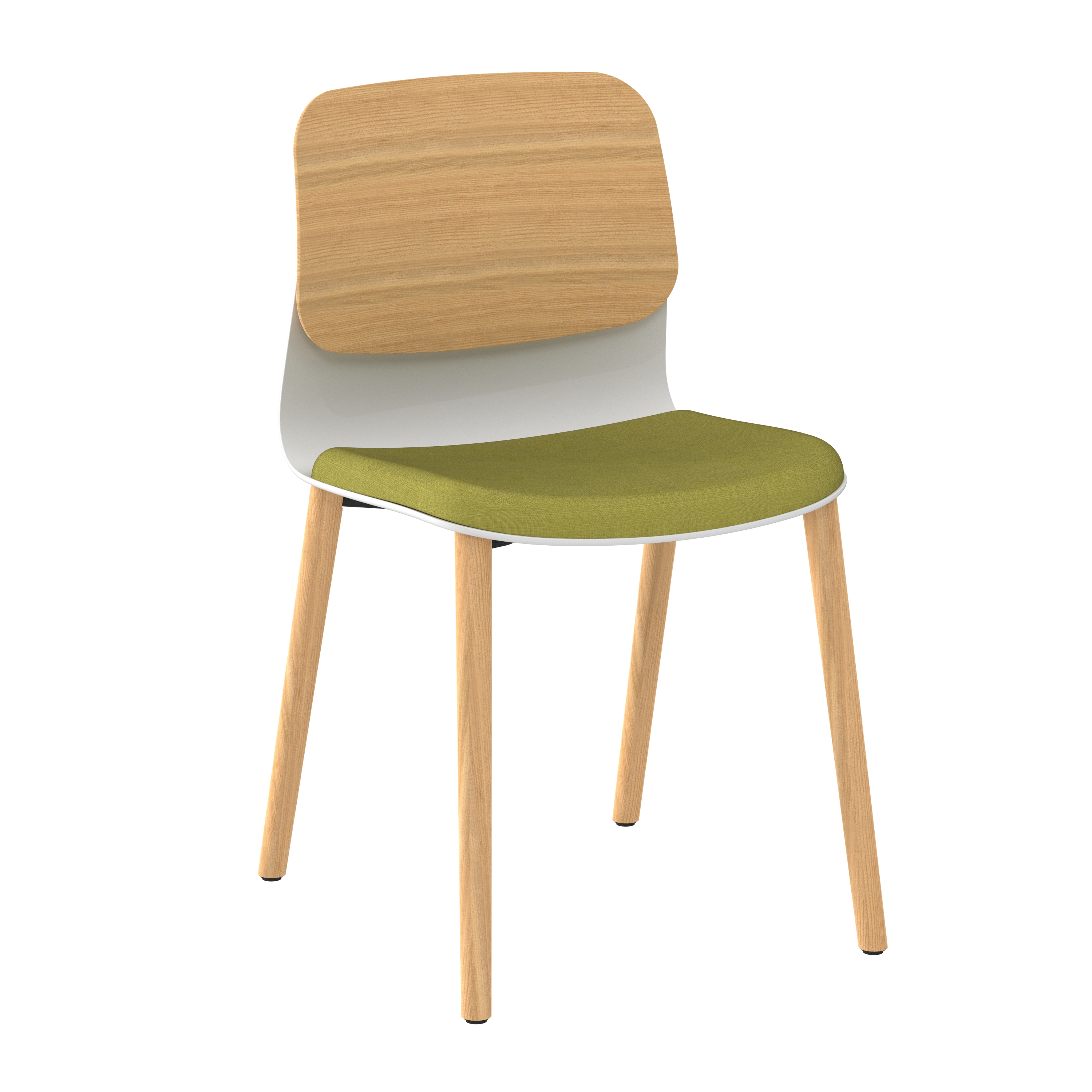 Chaise 4 pieds bois Klik - assise textile enduit - dossier chêne