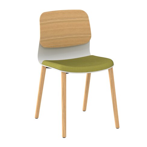 Chaise 4 pieds bois Klik - assise textile enduit - dossier chêne