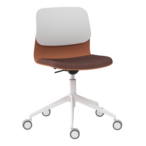 Chaise à roulettes Klik - assise tissu - dossier polypropylène - réglable en hauteur - piétement 5 branches