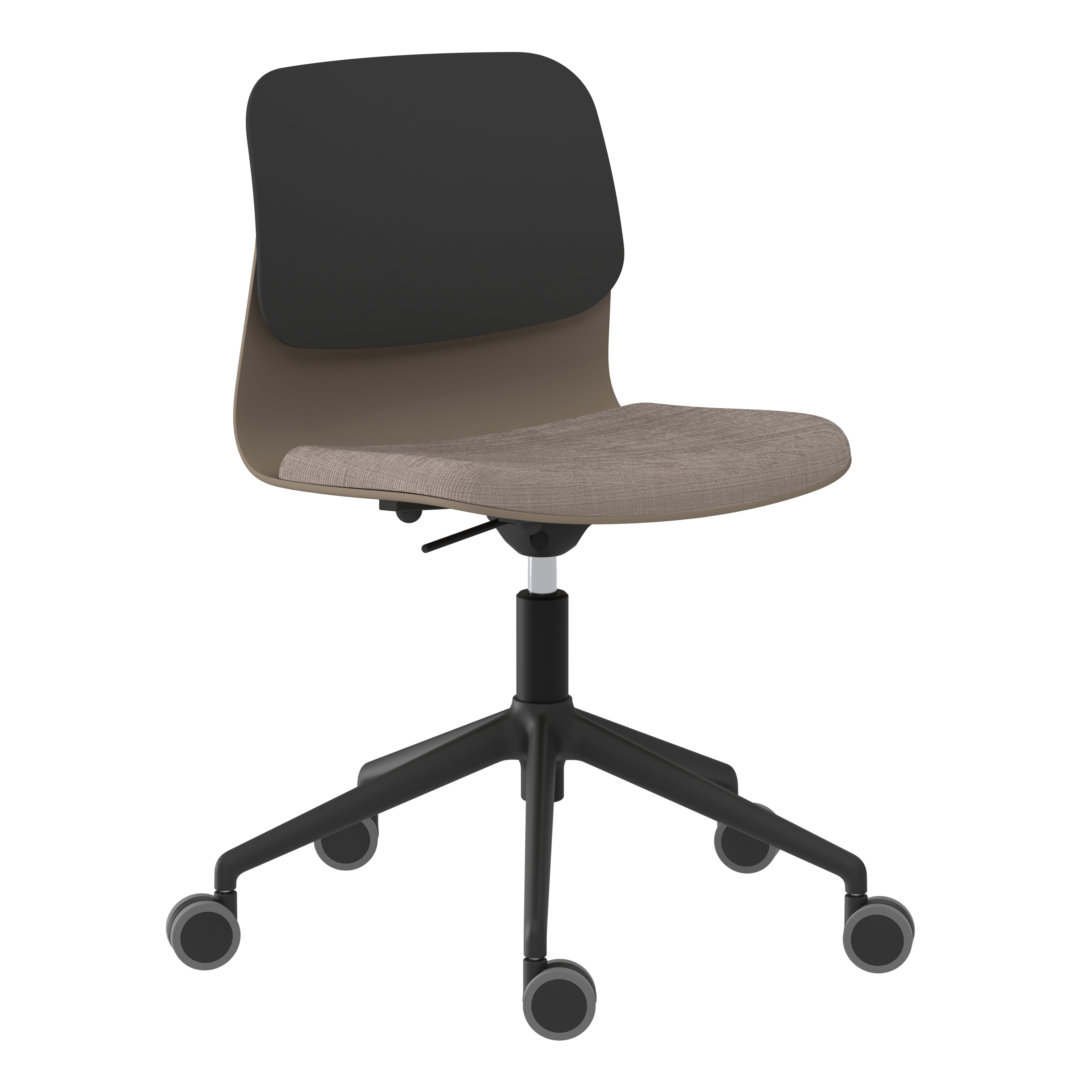 Chaise à roulettes Klik - assise textile enduit - dossier polypropylène - réglable en hauteur - piétement 5 branches