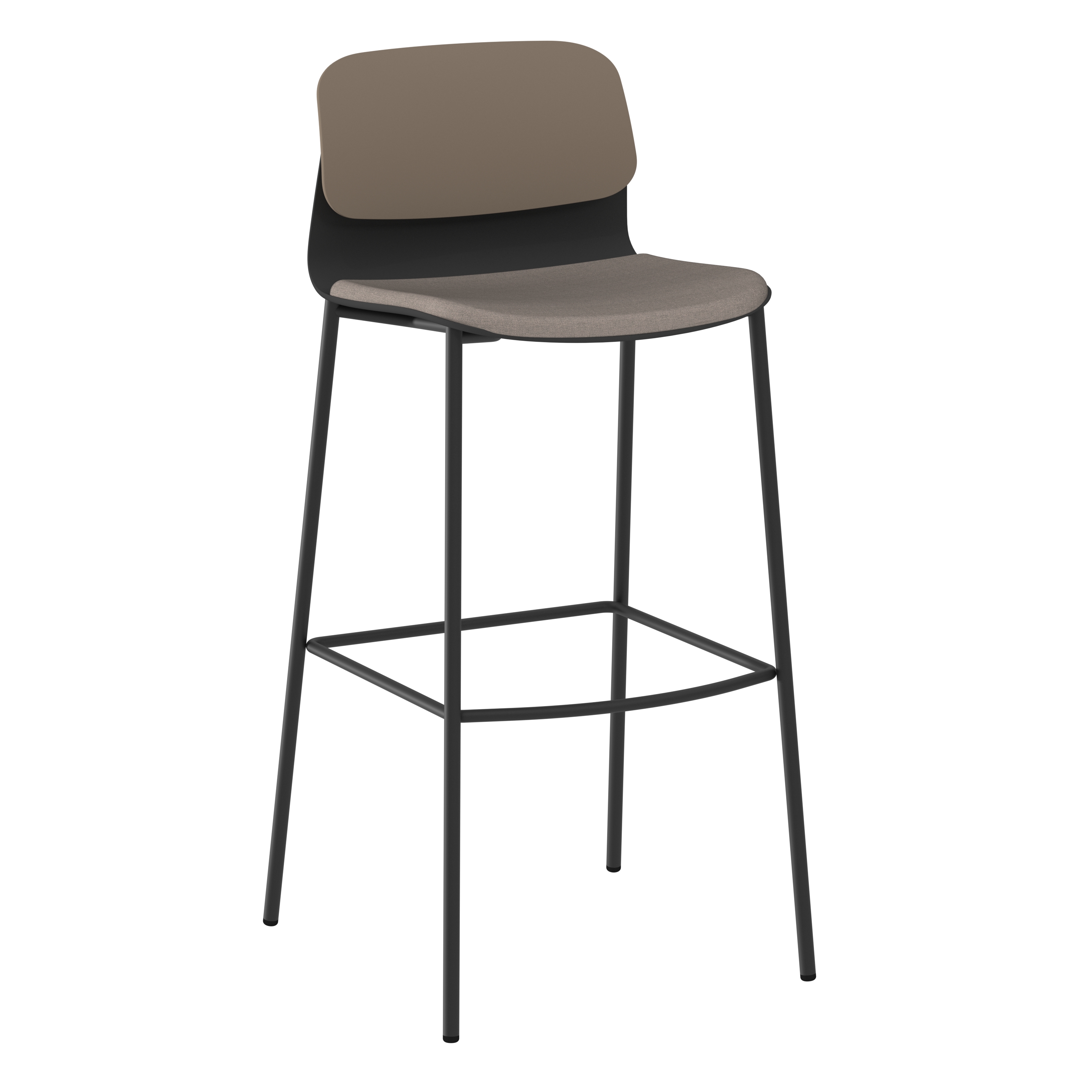 Chaise haute 4 pieds métal Klik - assise tissu - dossier polypropylène - hauteur d'assise 77,5 cm