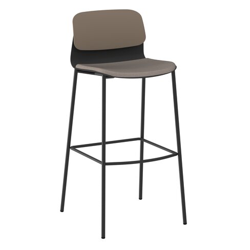 Chaise haute 4 pieds métal Klik - assise tissu - dossier polypropylène - hauteur d'assise 77,5 cm