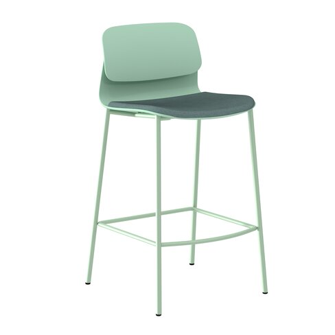 Chaise haute 4 pieds métal Klik - assise tissu - dossier polypropylène - hauteur d'assise 64,5 cm