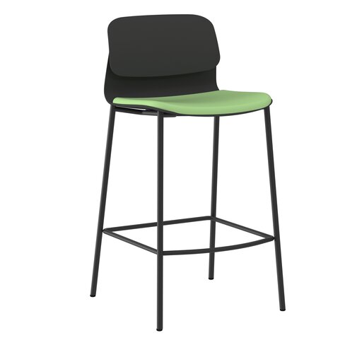 Chaise haute 4 pieds métal Klik - assise textile enduit - dossier polypropylène - hauteur d'assise 64,5 cm