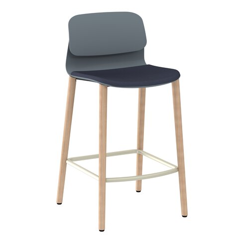 Chaise haute 4 pieds bois Klik - assise tissu - dossier polypropylène - hauteur d'assise 64,5 cm