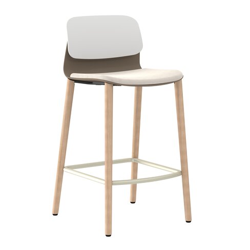 Chaise haute 4 pieds bois Klik - assise textile enduit - dossier polypropylène - hauteur d'assise 64,5 cm