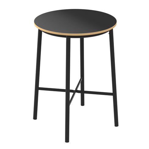 Table haute ronde Klik - Ø 80 cm - plateau stratifié - pieds métal - h. 110 cm - chant décor chêne