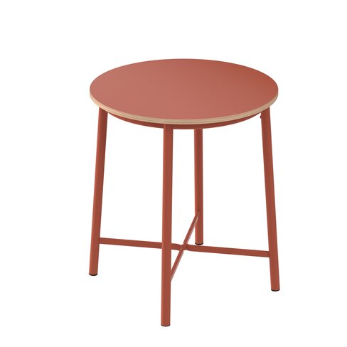 Table haute ronde Klik - Ø 80 cm - plateau stratifié - pieds métal - h. 92 cm - chant décor chêne