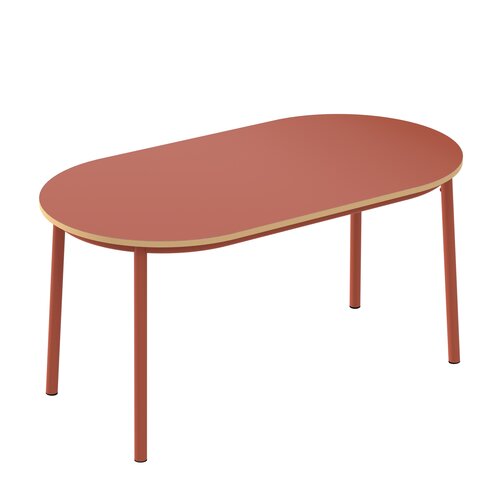 Table ovale Klik - l. 150 x pr. 80 cm - plateau stratifié - pieds métal - h. 74 cm - chant décor chêne