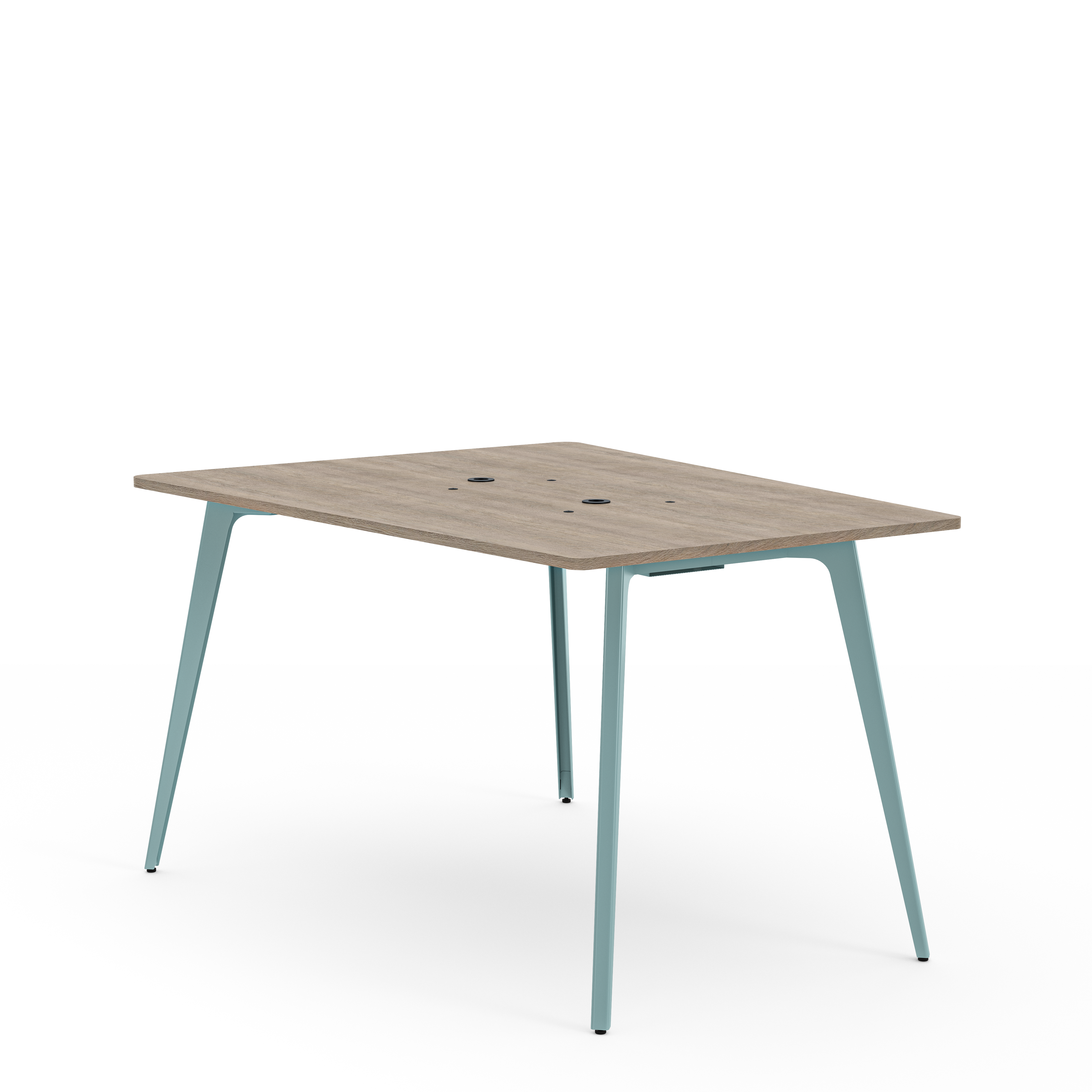 Table haute trapèze 4/6 places Lares Media II - l. 140 x h. 105 x pr. 180 cm - 2 prises de courant + 4 prises USB C