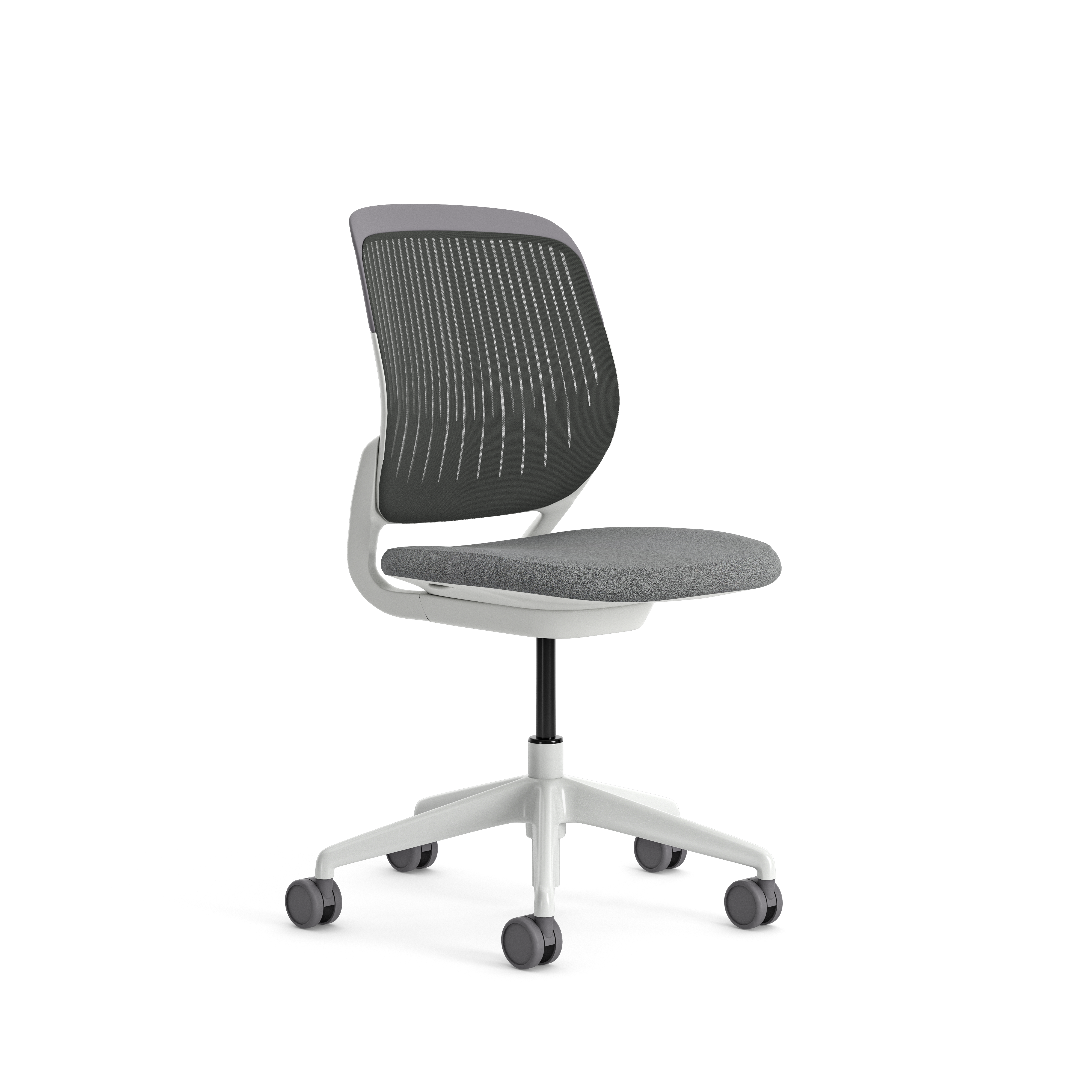 Chaise pivotante Cobi - structure et piétement blanc - tissu et résille - piétement sur roulettes