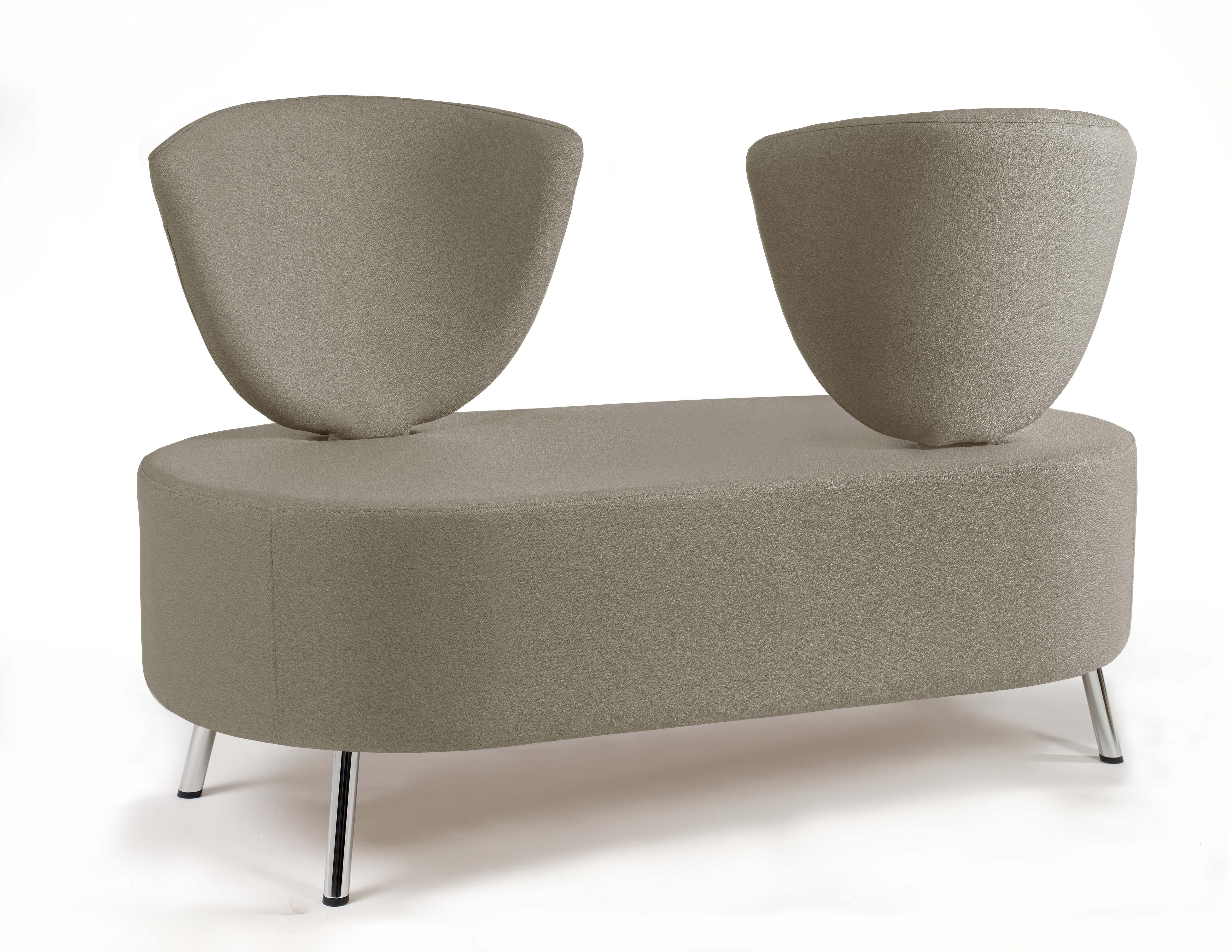 Banquette 2 places Bulle - dossier inversé - pieds chromés - unicolore - tissu