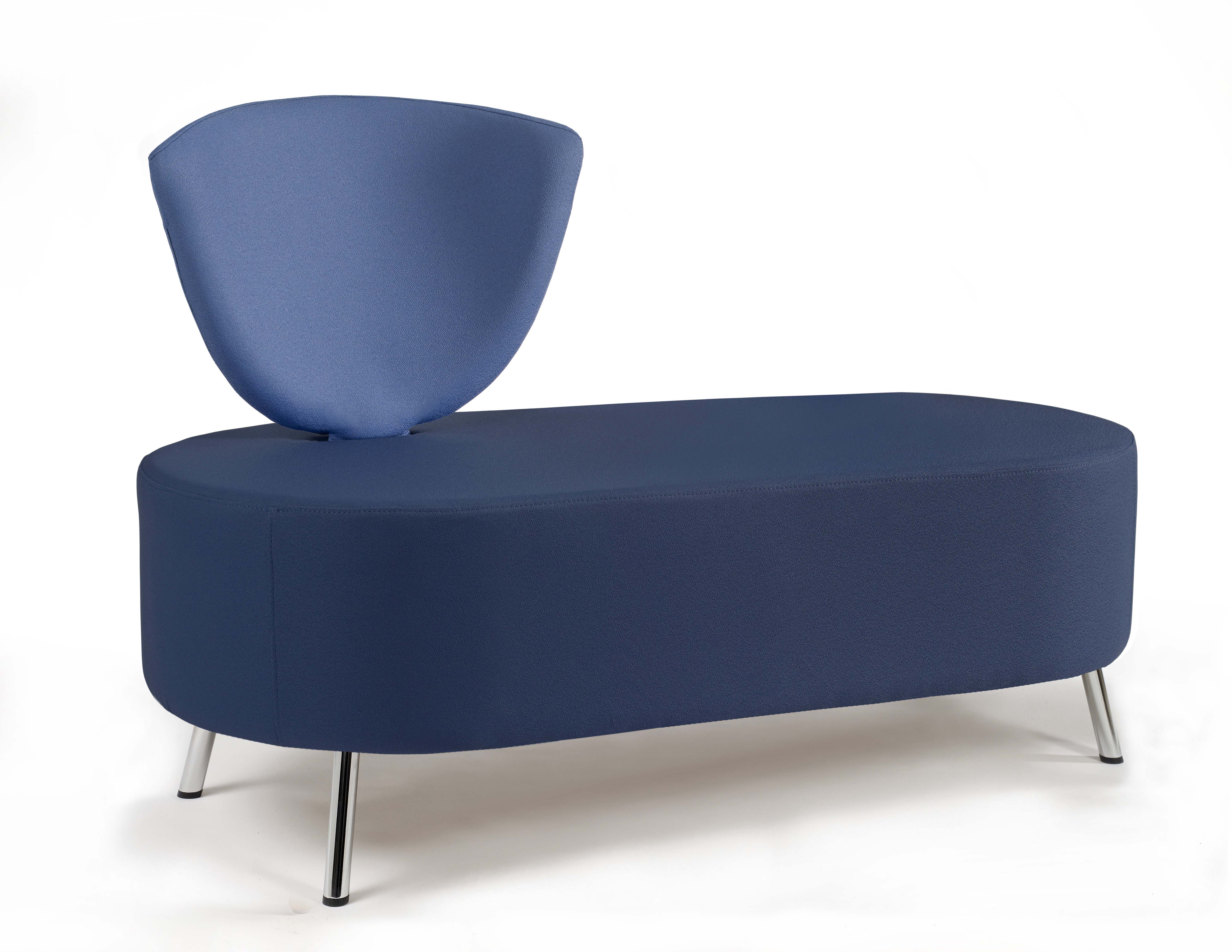 Banquette 2 places Bulle - 1 dossier - pieds chromés - assise et dossier bicolores - tissu