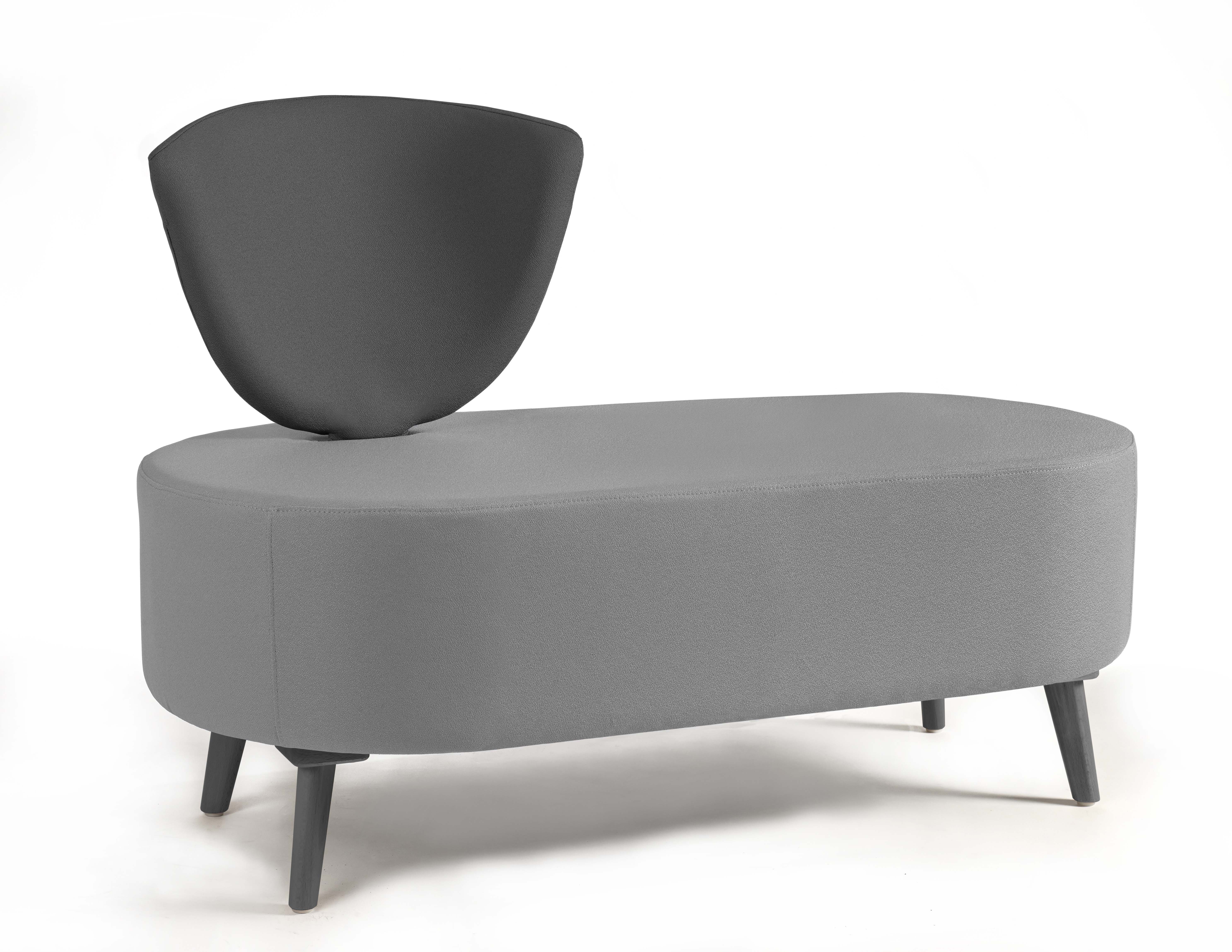 Banquette 2 places Bulle - 1 dossier - pieds hêtre - assise et dossier bicolores - tissu